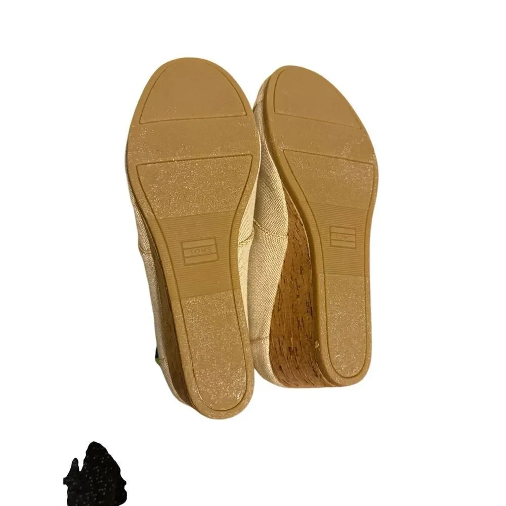 Brand New Toms Women’s Desert Wedge Natural Metallic Linen Shoes Size 12